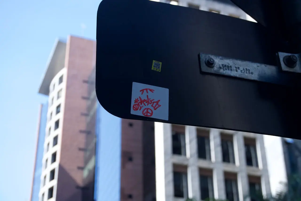 Sticker on traffic sign