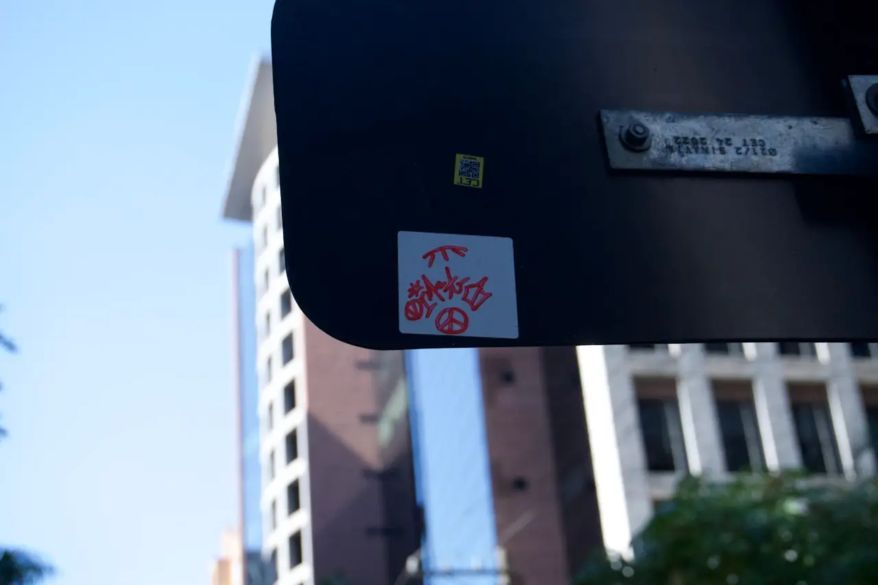 Sticker on traffic sign